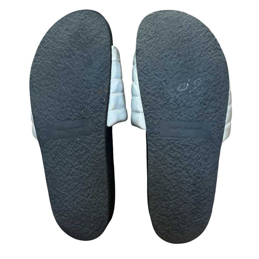 Isabel Marant Helea Silver Slides Sz 39/ 8.5 Leather Upper and Suede Siding - Picture 6 of 9